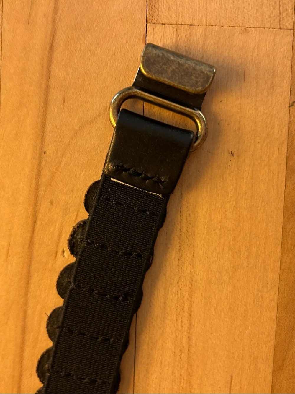 Black Elastic Belt with Leather Accents - Picture 5 of 6